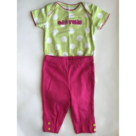 Girl's Size 9 M 6-9 Months Two Piece Carter's  Green Adorable Top & Leggings - Picture 2 of 8